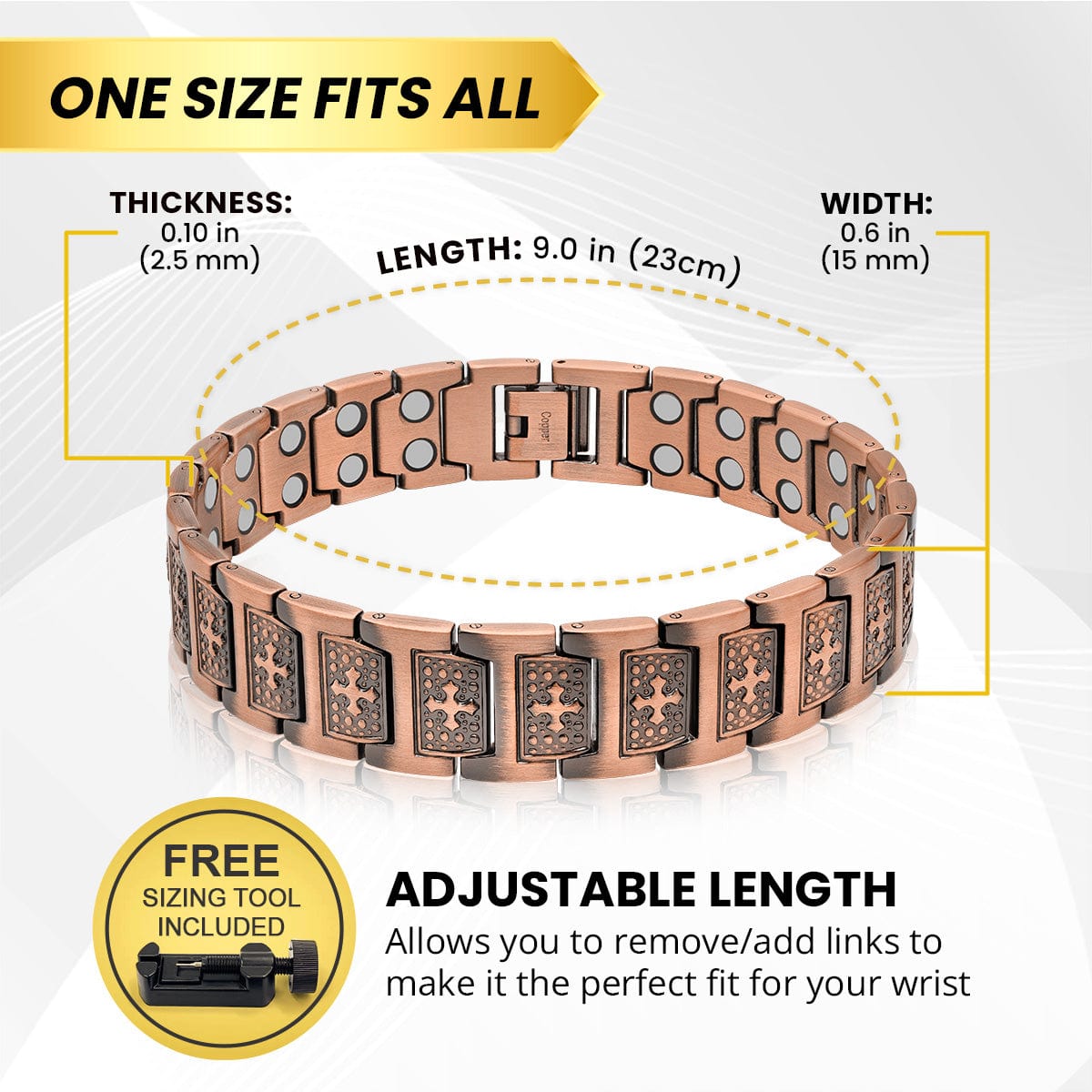 Ultra Strength Pure Copper Magnetic Bracelet (Cross)