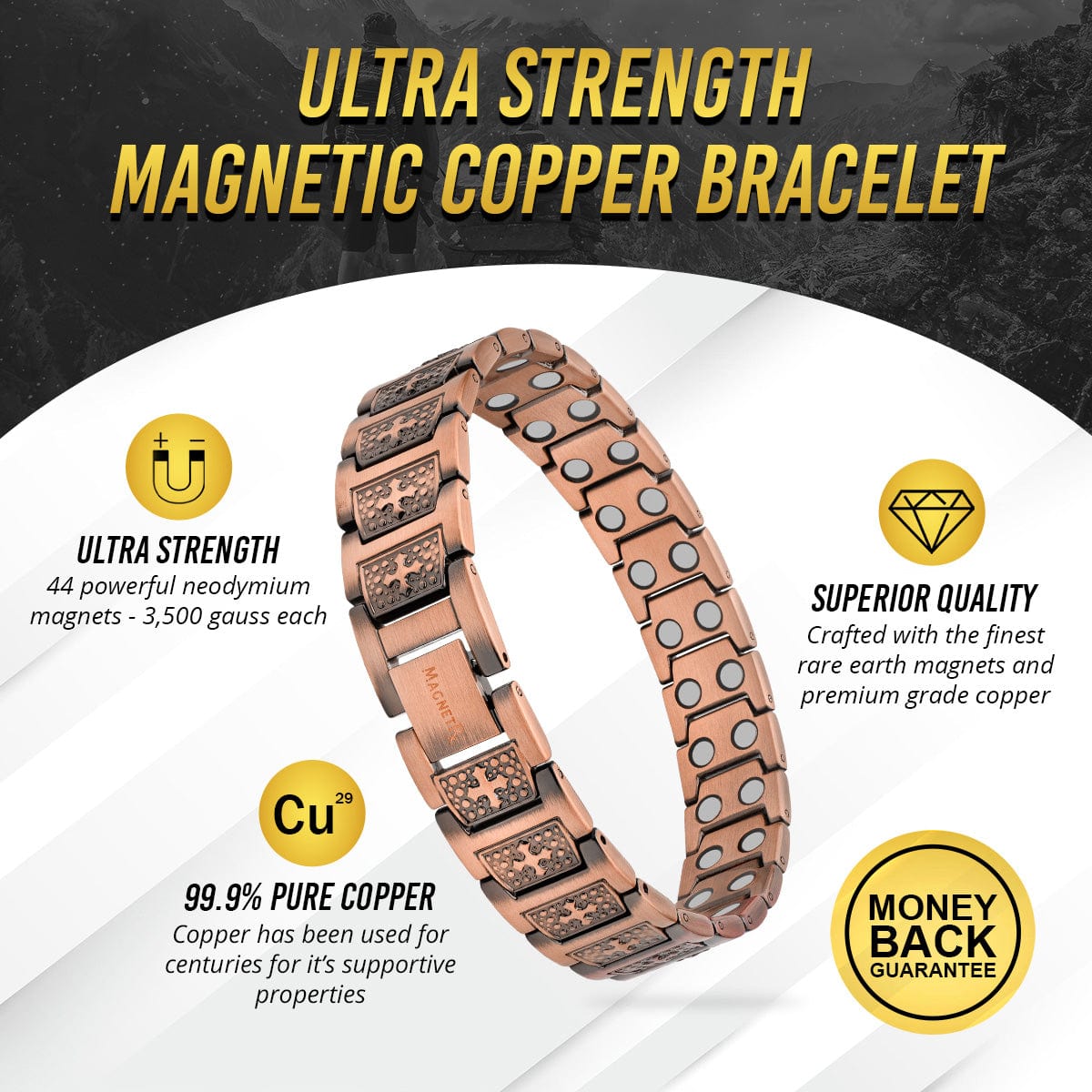 Ultra Strength Pure Copper Magnetic Bracelet (Cross)