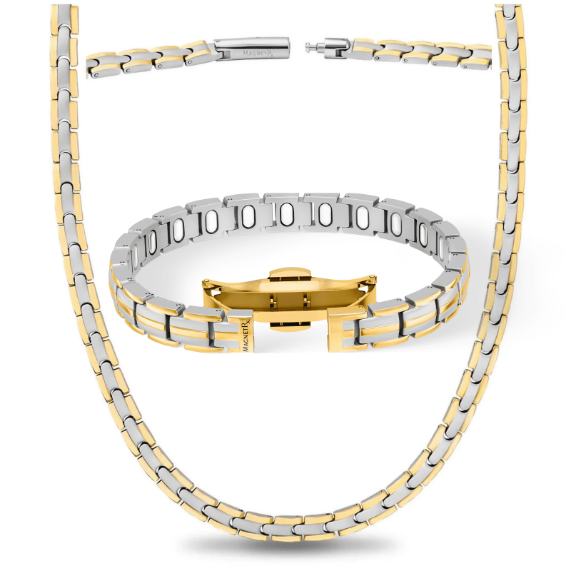 Magnetic Women’s Power Set – EllipseMAX Magnetic Bracelet + Necklace (Silver / Gold) MagnetRX