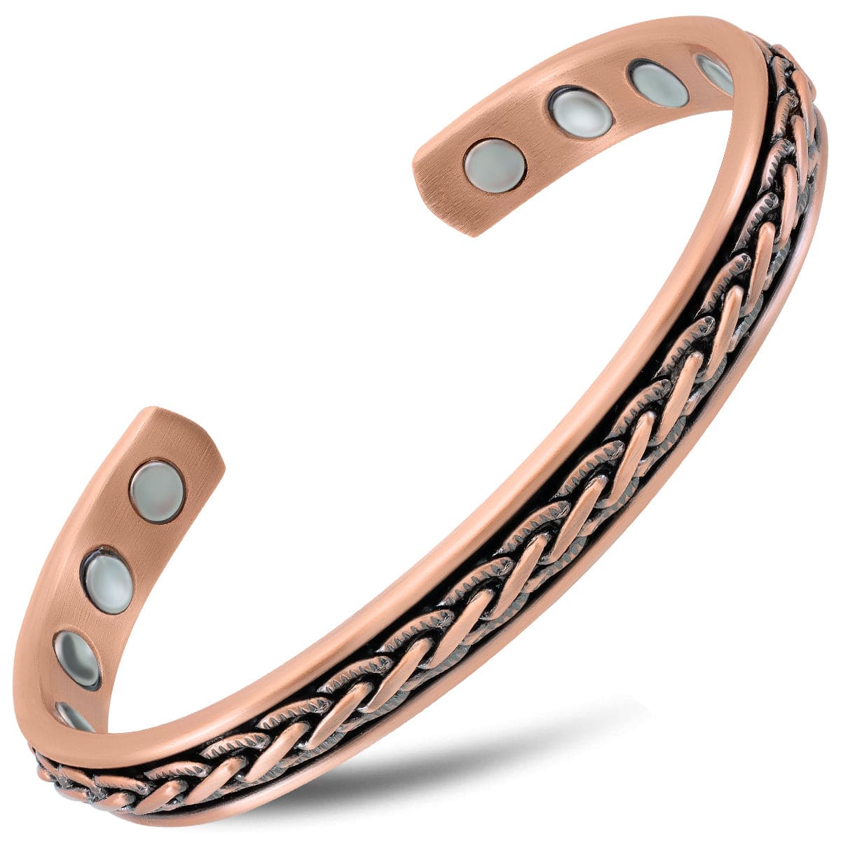 Woven Inlay Copper Magnetic Therapy Bracelet Bangle for Men & Women