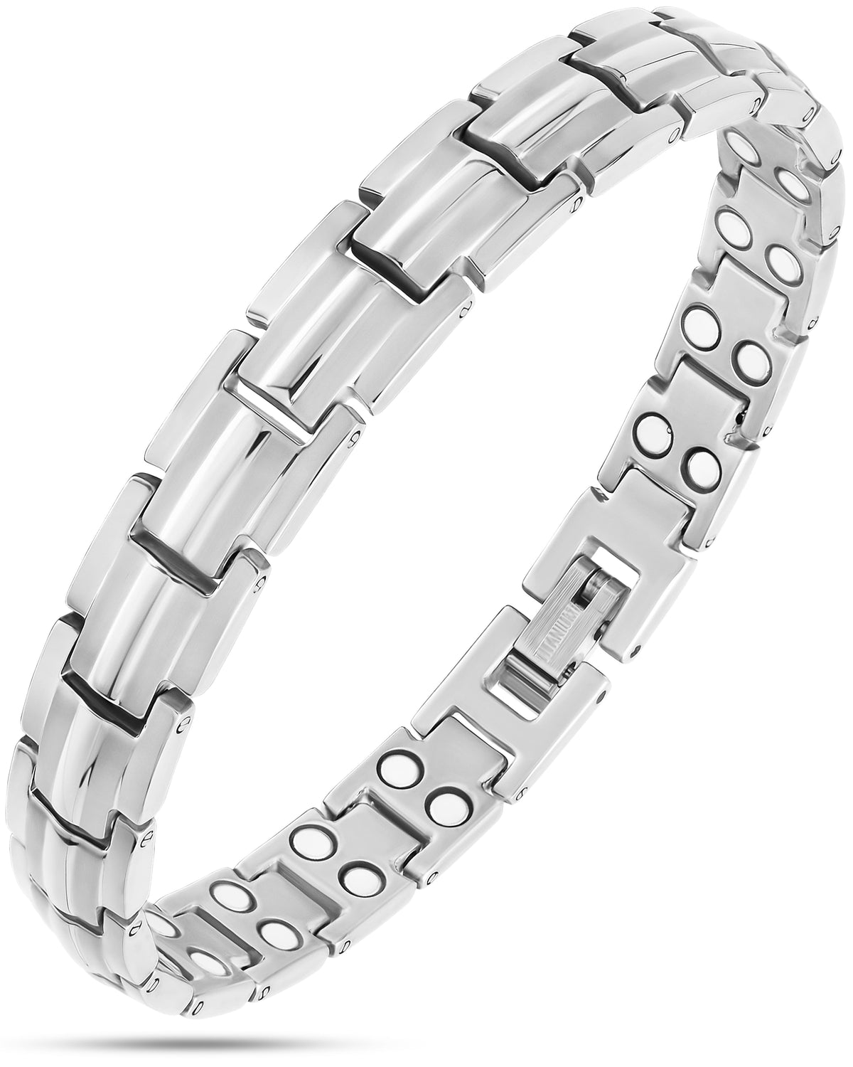 Women's Ultra Strength Silver Titanium Magnetic Therapy Bracelet