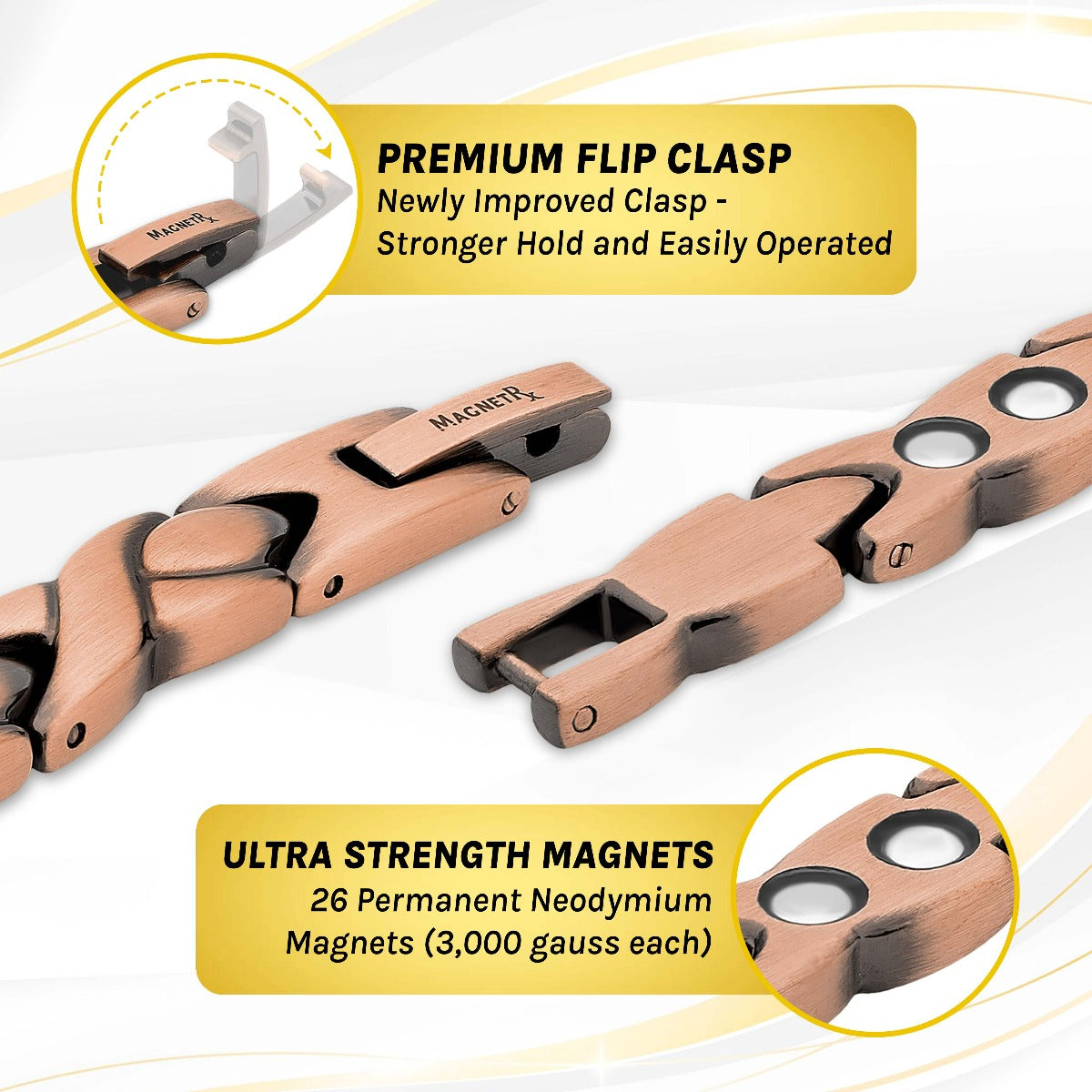 Women’s Ultra Strength Pure Copper Magnetic Therapy Bracelet (XO)