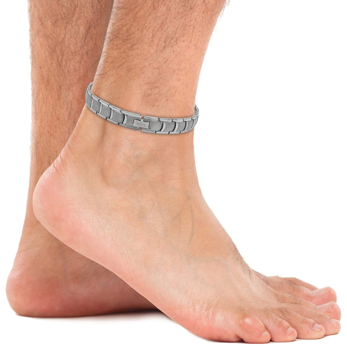 Ultra Strength Titanium Magnetic Therapy Anklet for Men (Silver)