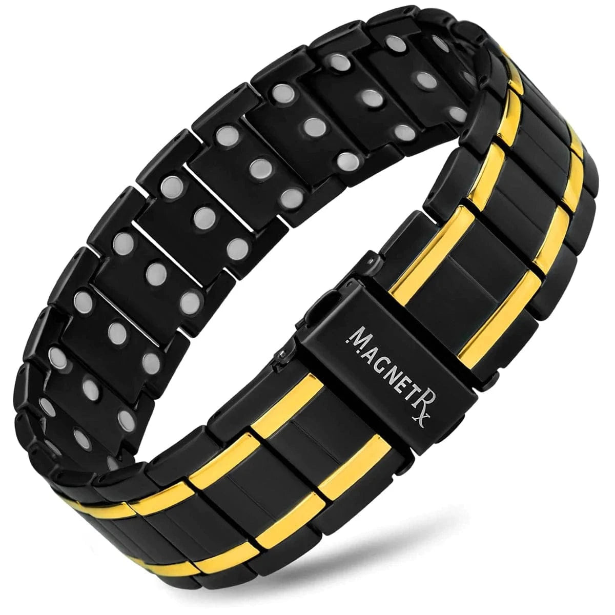 3x Strength Titanium Magnetic Bracelet for Men Black Gold