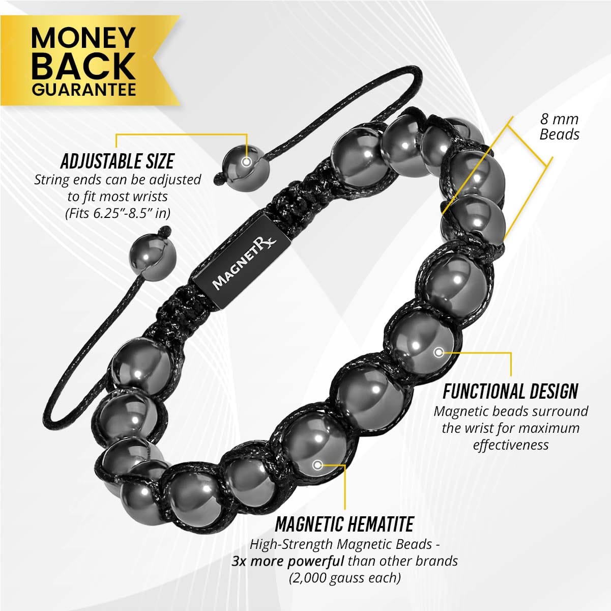 High Power Magnetic Hematite Bracelet Bali Style