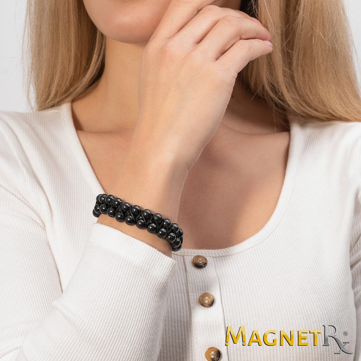 High Power Magnetic Hematite Bracelet Double Row
