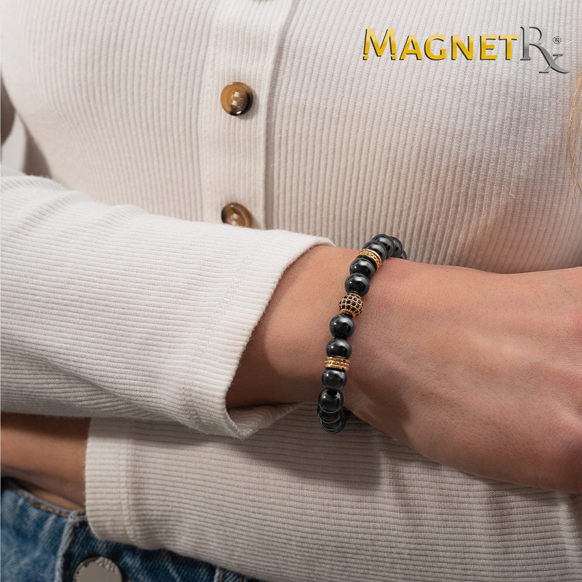 High Power Magnetic Hematite Bracelet Gold Zeus