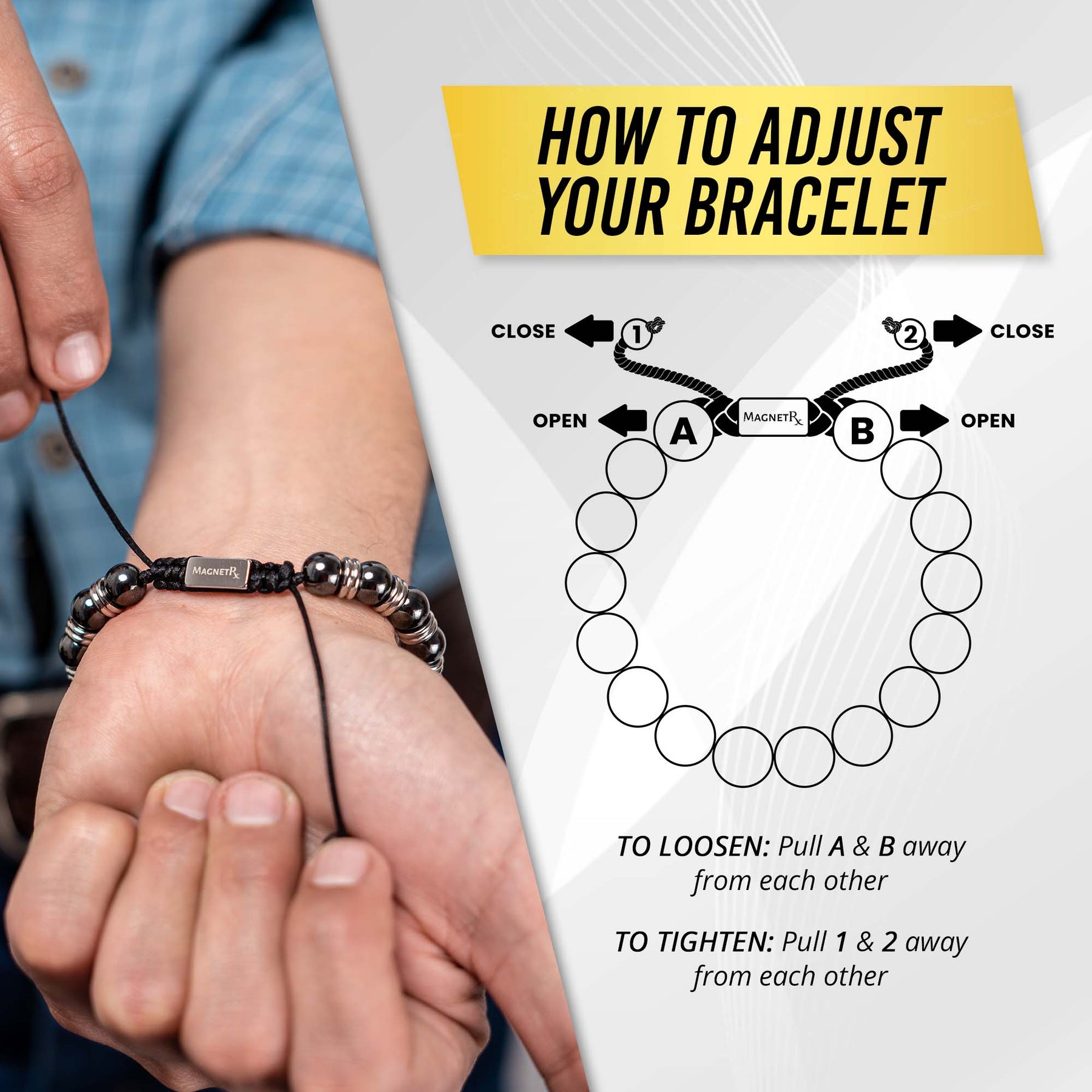 High Power Magnetic Hematite Bracelet Silver Titan