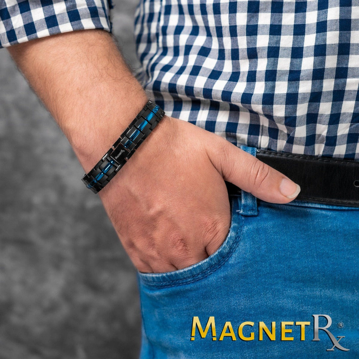 Magnetic Therapy Thin Blue Line Bracelet for Men