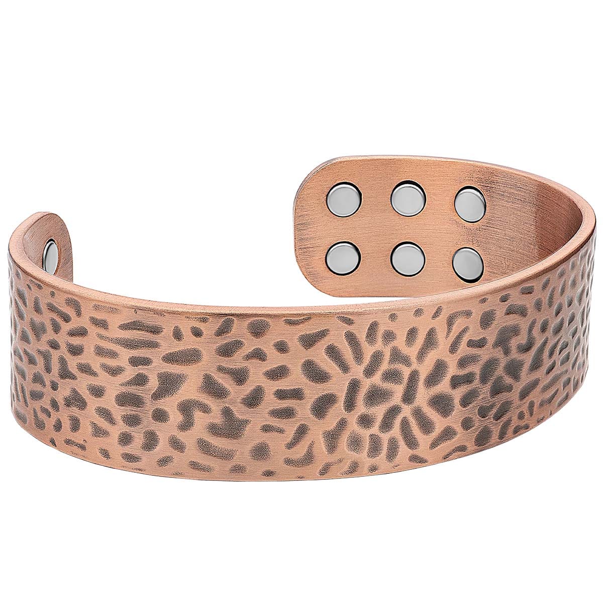 Mega Strength Magnetic Therapy Bracelet Wide Hammered Copper Cuff