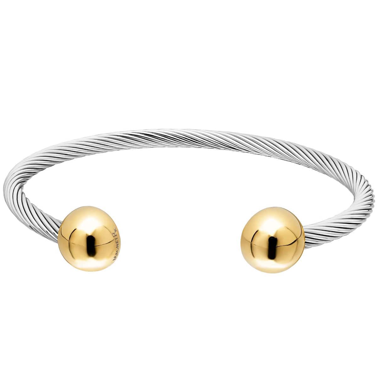 Twisted Cable Magnetic Bracelet Cuff (Silver & Gold)