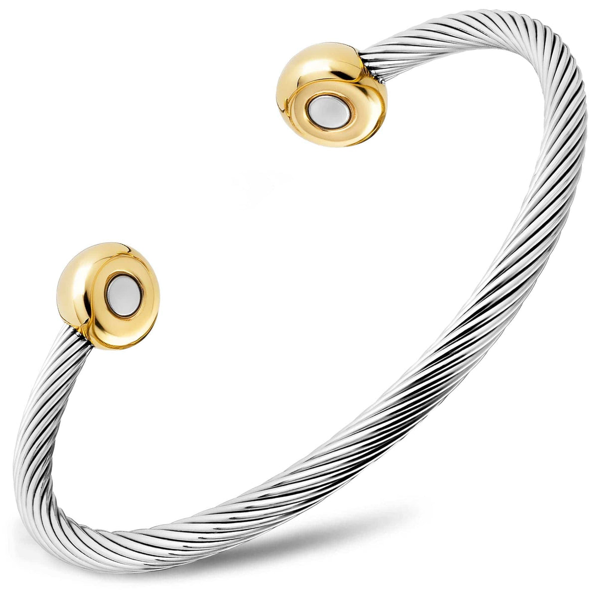 Twisted Cable Magnetic Bracelet Cuff (Silver & Gold)