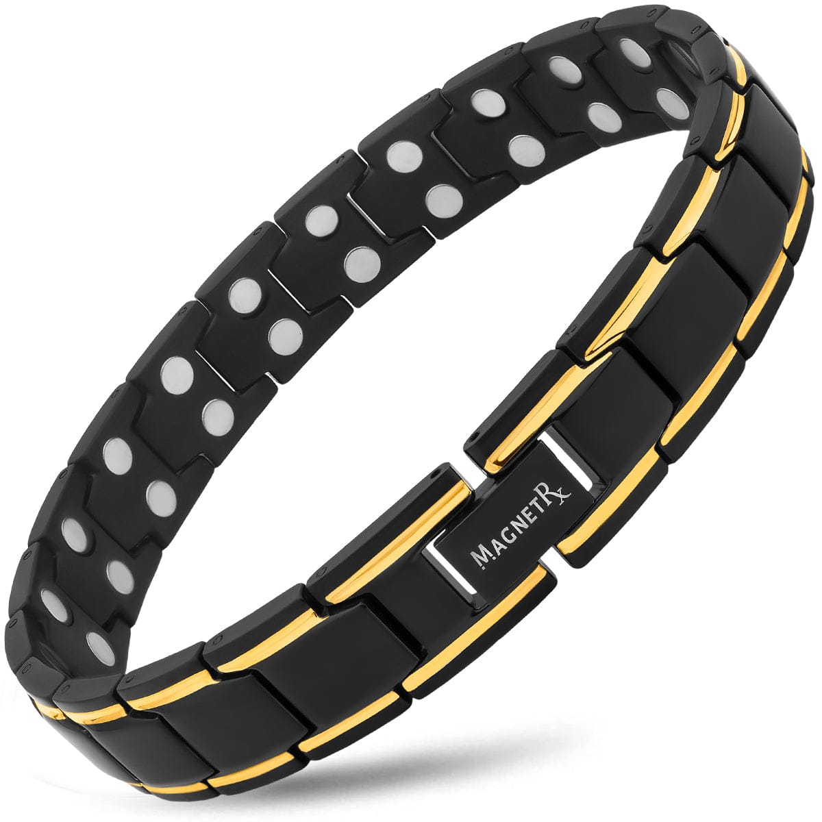 Ultra Strength Black & Gold Trim Magnetic Therapy Bracelet