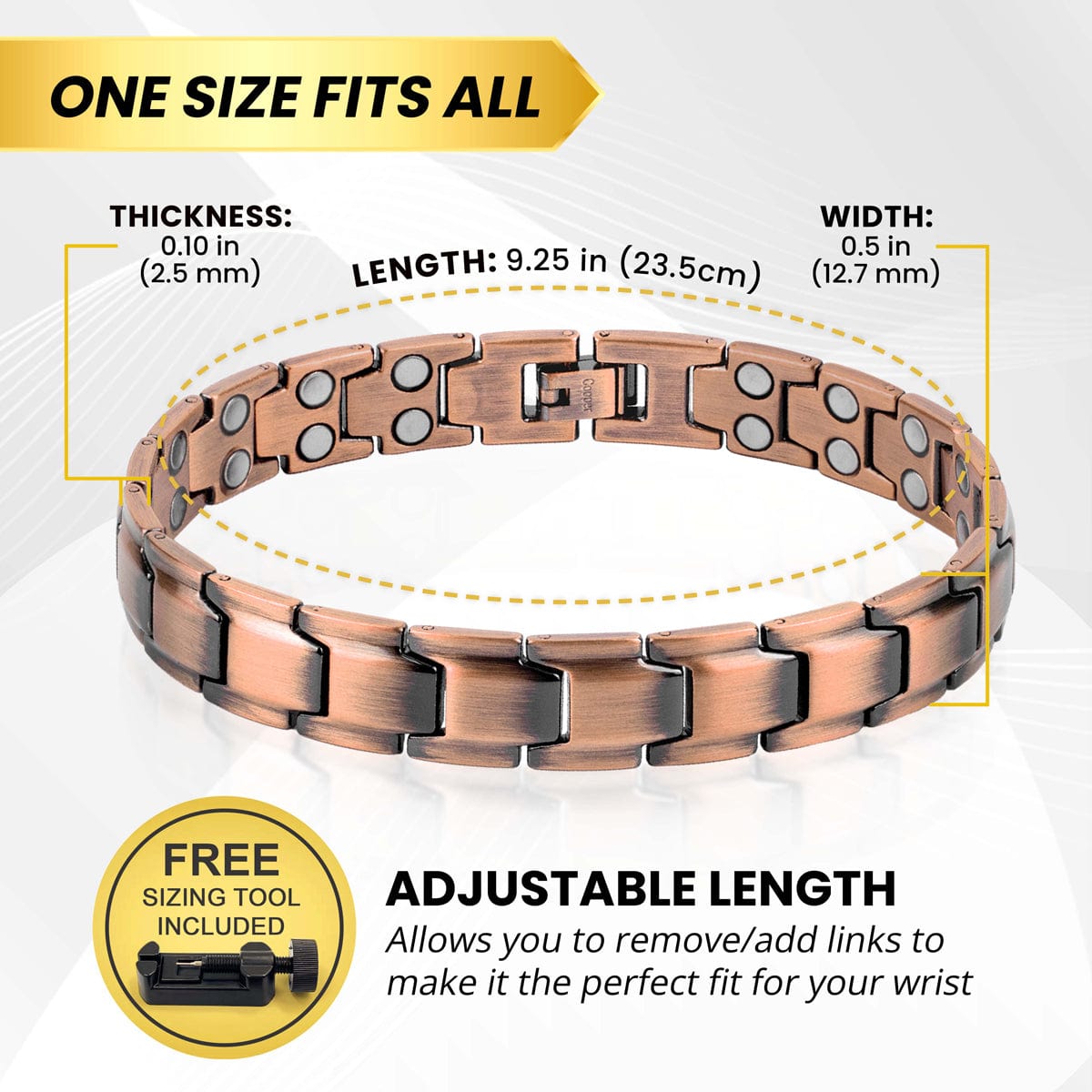 Ultra Strength Pure Copper Magnetic Therapy Bracelet (Leo)