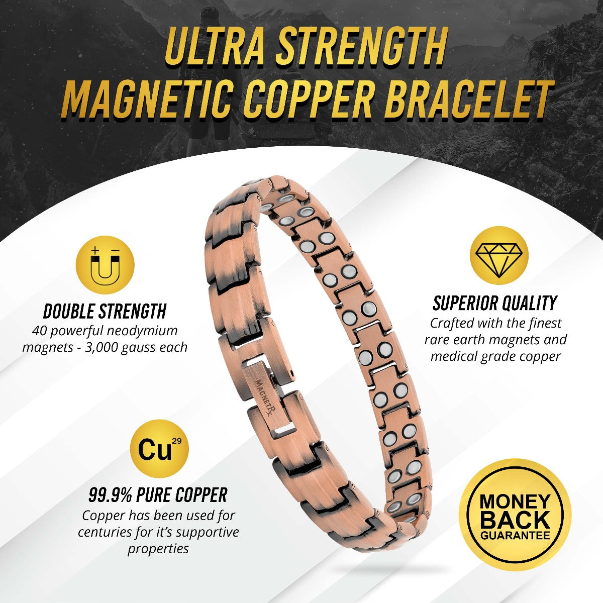 Women's Ultra Strength Pure Copper Magnetic Therapy Bracelet (Classic)