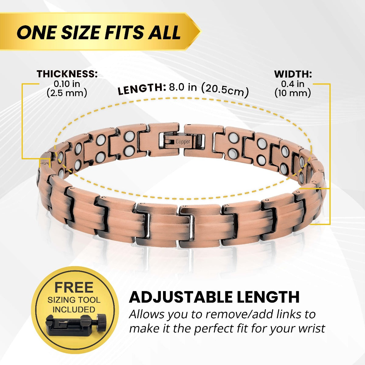 Women's Ultra Strength Pure Copper Magnetic Therapy Bracelet (Classic)