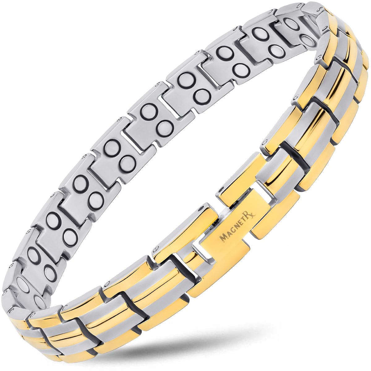 Women\'s Ultra Strength Silver & Gold Titanium Magnetic Bracelet