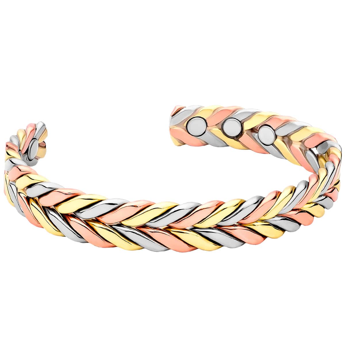 Woven Tri-Tone Magnetic Therapy Bracelet Cuff