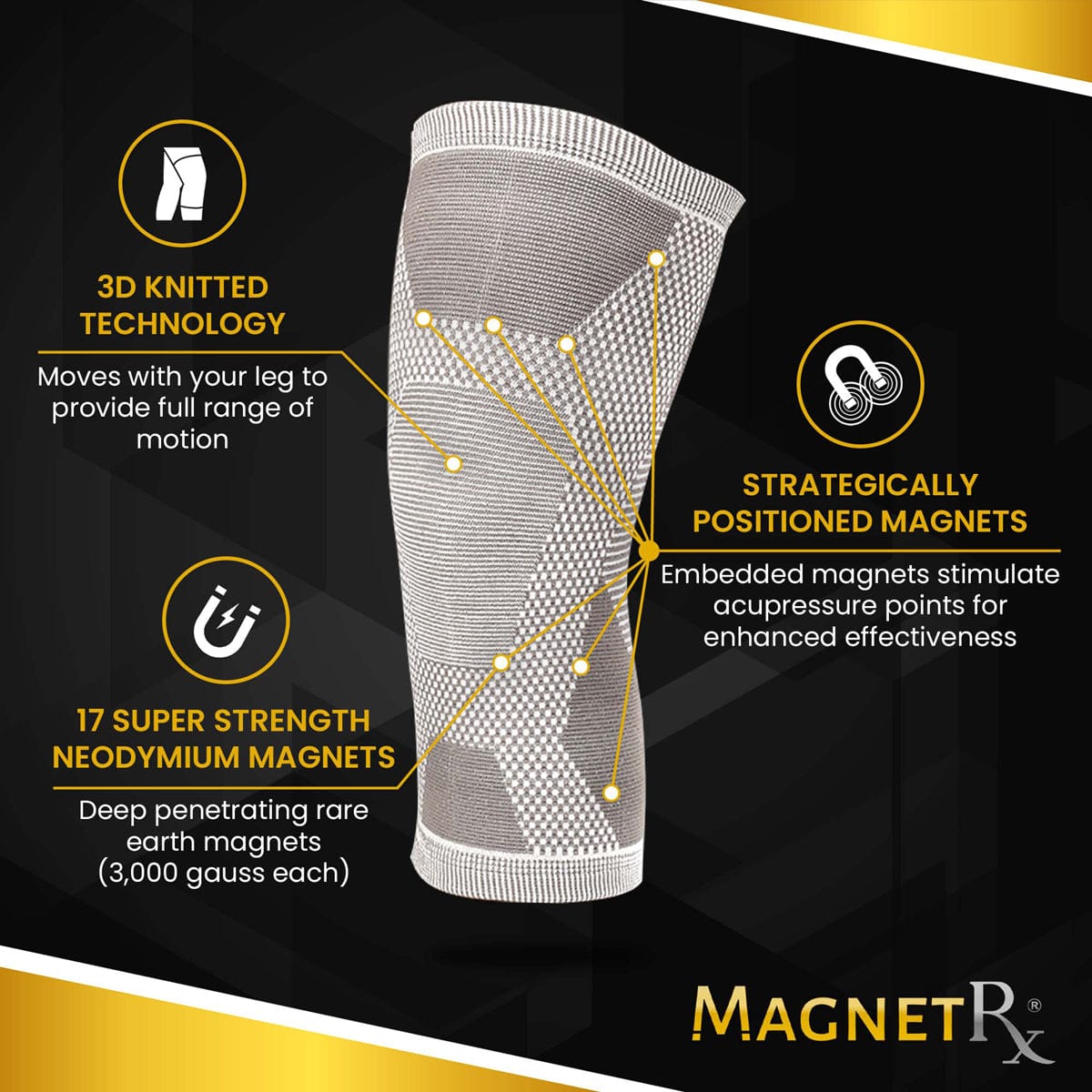 Magnetic Therapy Knee Compression Sleeves (Pair)