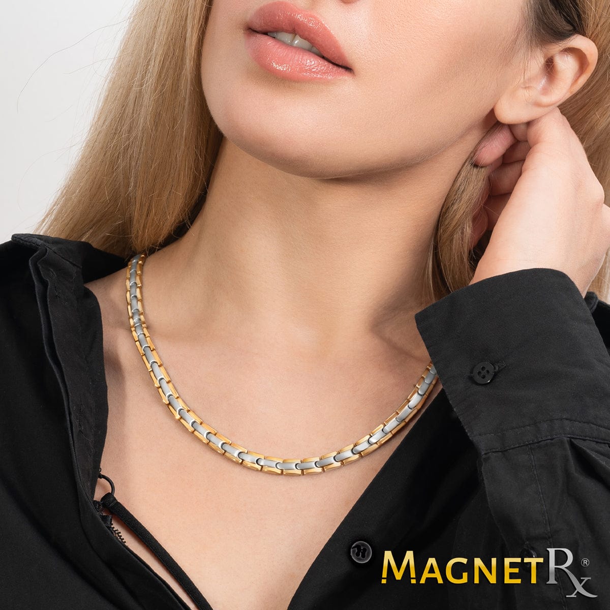 Powerful Silver & Gold Titanium Magnetic Therapy Necklace