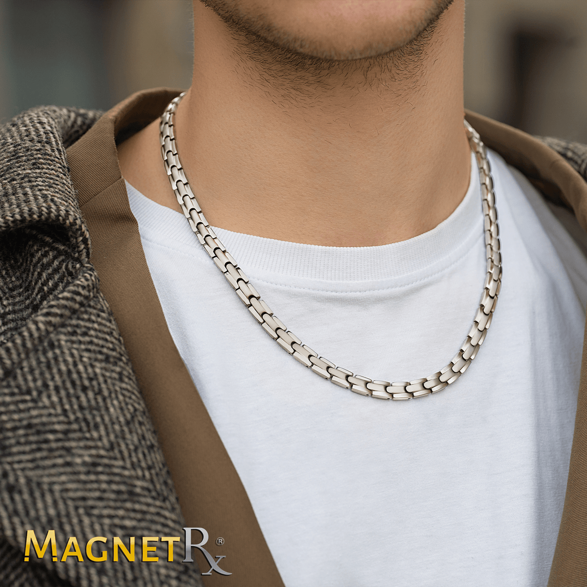 Powerful Silver Titanium Magnetic Therapy Necklace