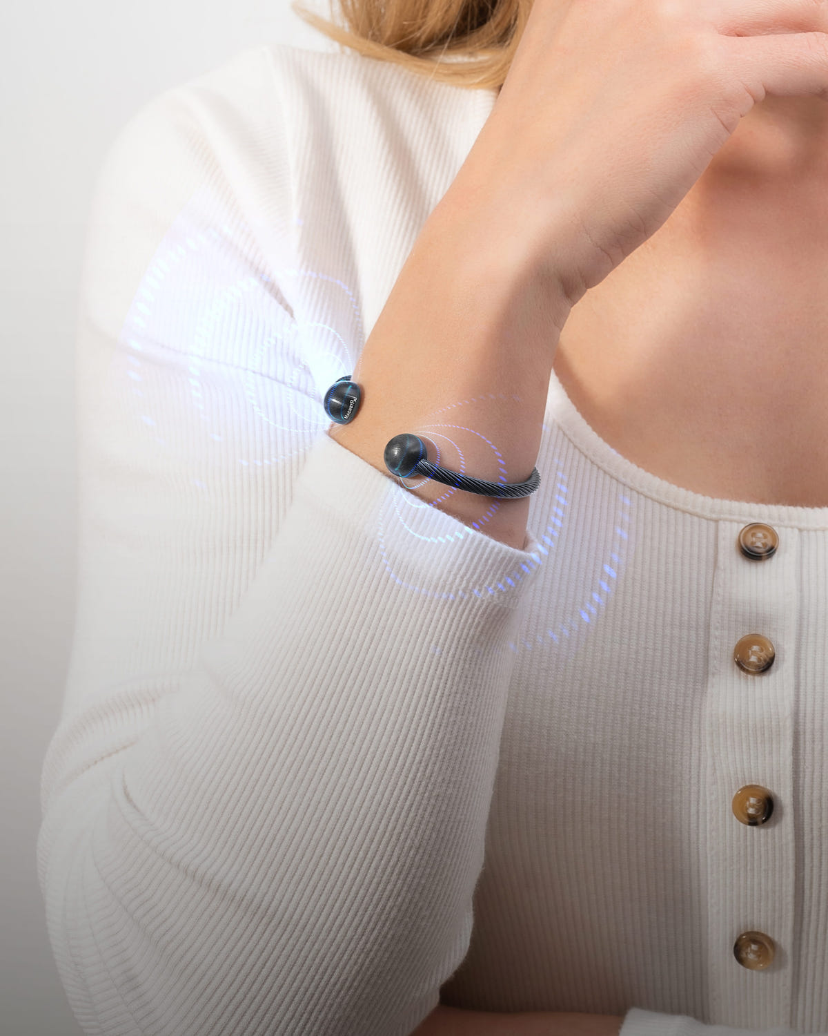 Twisted Cable Magnetic Bracelet Cuff (Gunmetal)