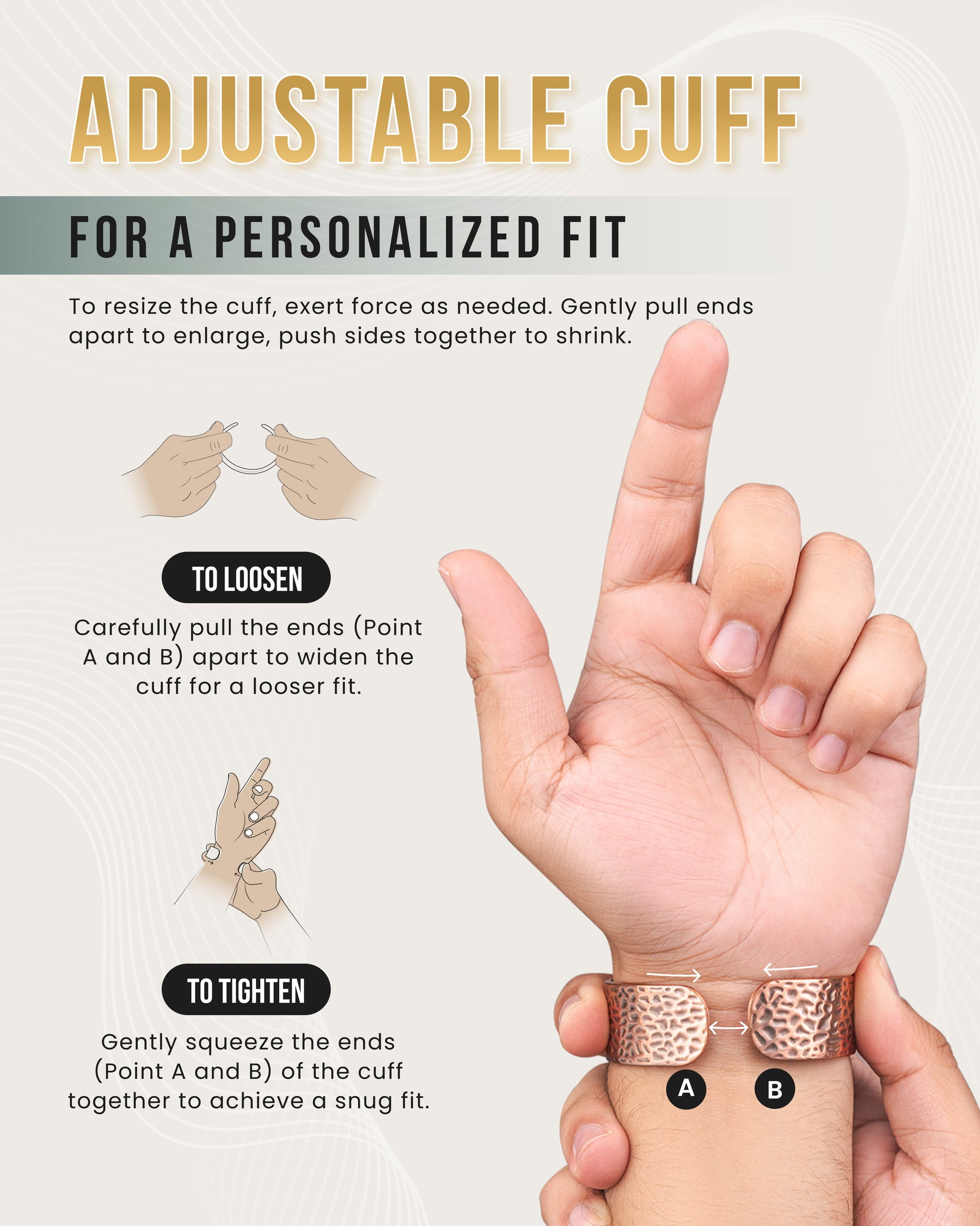 Mega Strength Magnetic Therapy Bracelet Wide Hammered Copper Cuff