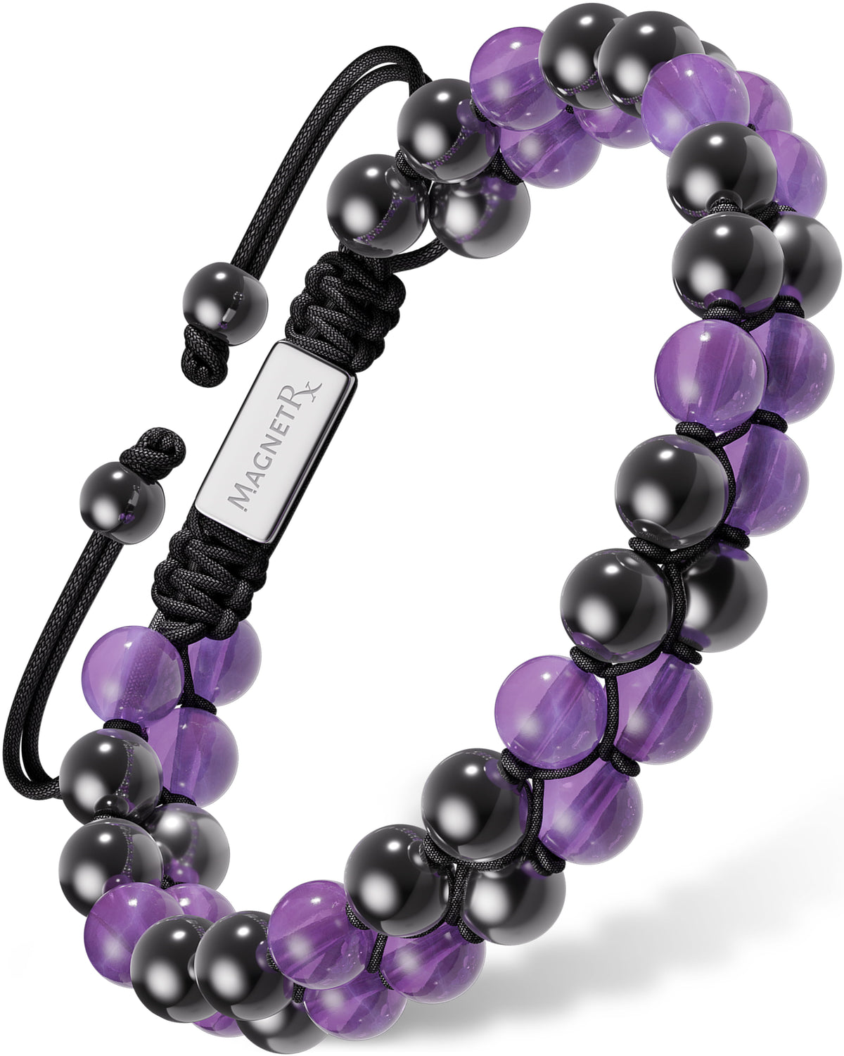 Magnetic Hematite & Amethyst Beaded Bracelet for Women