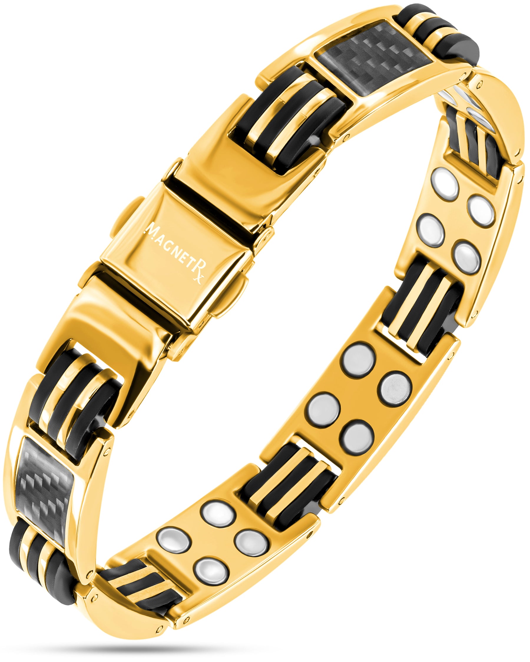 Carbon Fiber Magnetic Bracelet for Men (Gold)