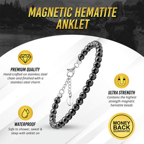 Hematite Magnetic Anklet - 6mm Faceted beads