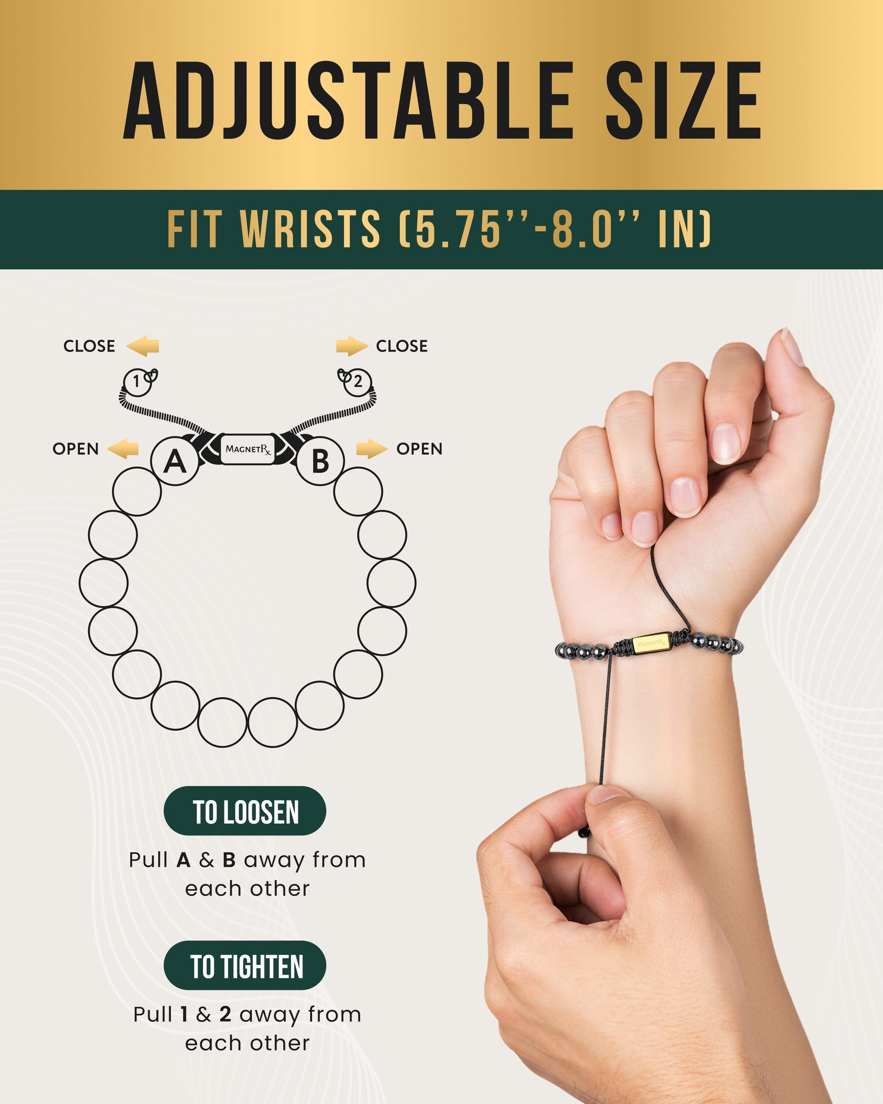 High Power Magnetic Hematite Bracelet Gold Zeus