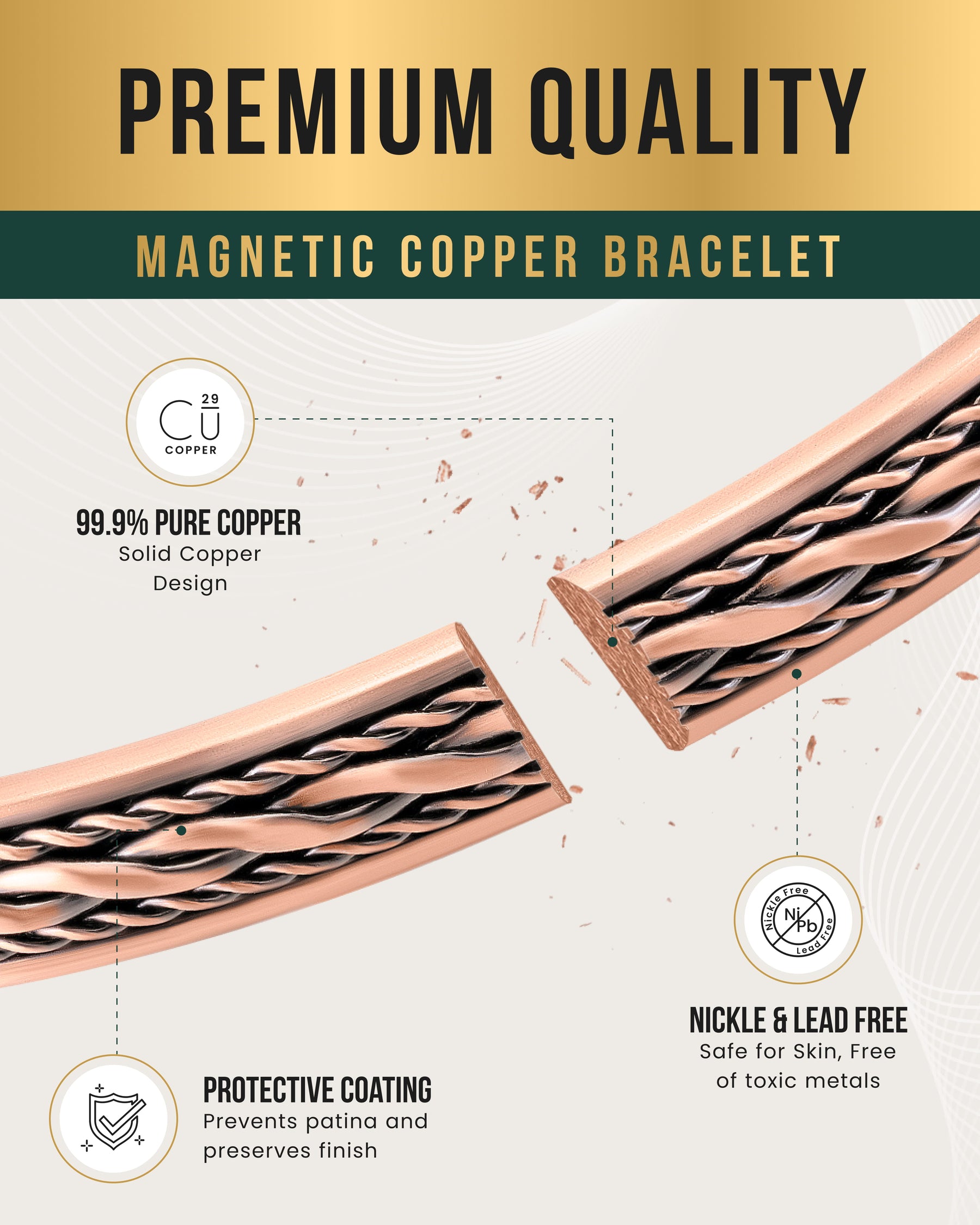 Women’s Inlay Copper Wire Magnetic Therapy Bracelet Bangle