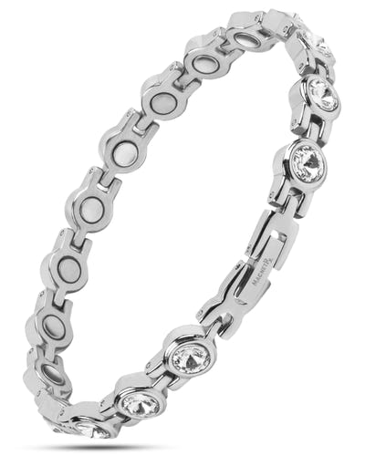 Women's Silver Crystal Magnetic Therapy Bracelet