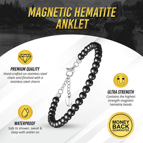 Hematite Magnetic Anklet (6mm Round Beads)