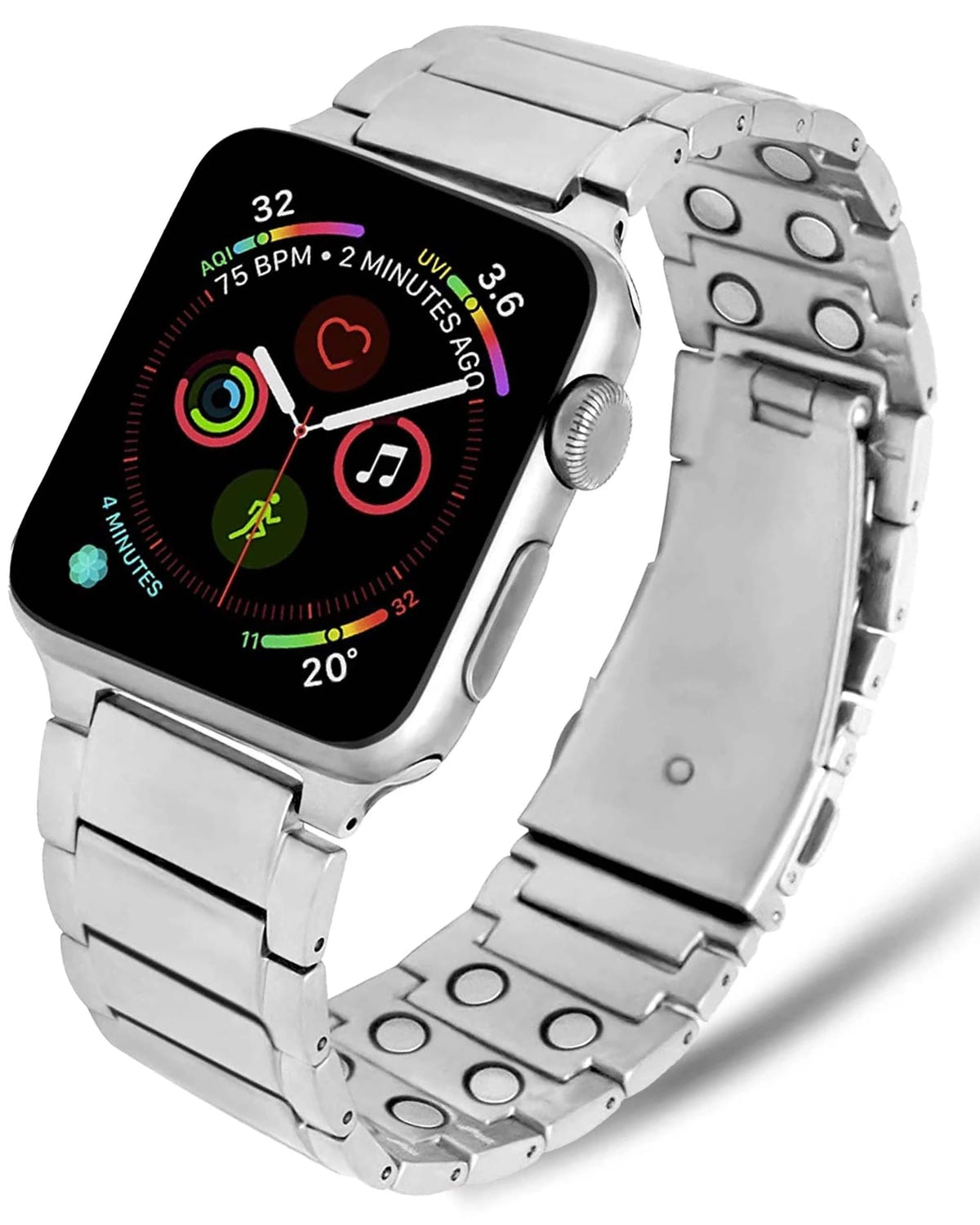 Magnetic Apple Watch Band Magnetic Therapy Apple Watch Band Silver Stainless Steel MagnetRX