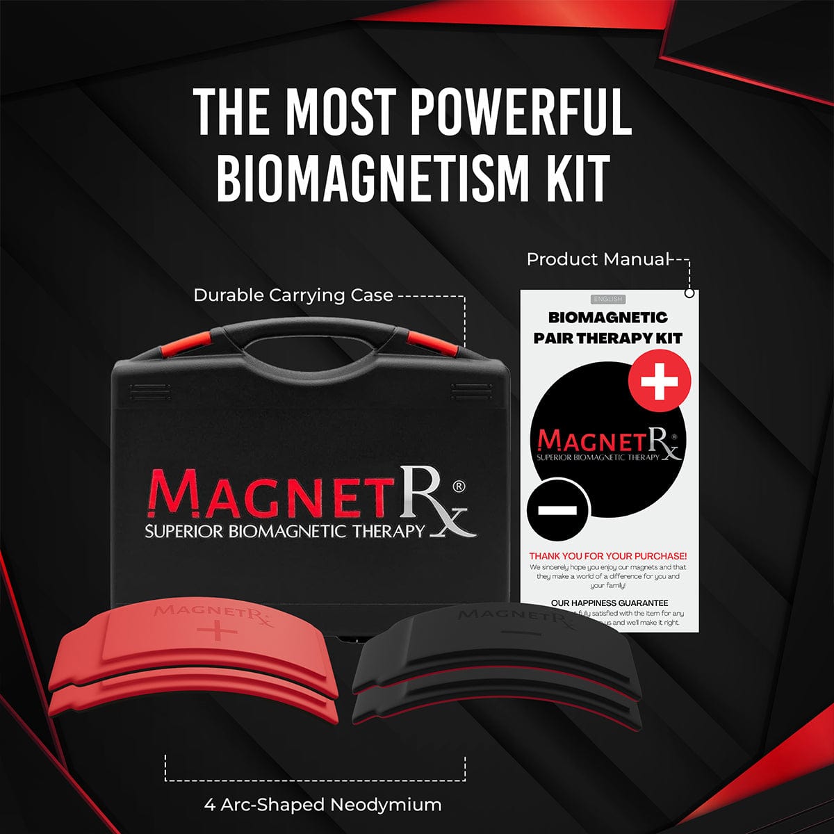 Biomagnetic Therapy Arc Magnets — Neodymium & Silicone (4 Curved Magnets)