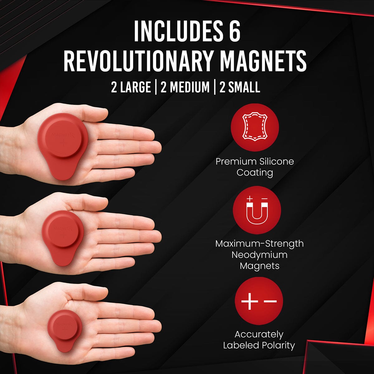 Kit de Terapia Biomagnética con Imanes - Neodimio y Silicona (6 Unidades Mixtas)