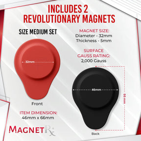 Biomagnetic Therapy Magnet Set — Neodymium & Silicone (2 Medium Magnets)