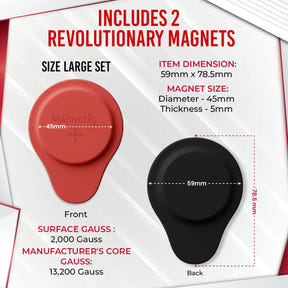 Biomagnetic Therapy Magnet Set — Neodymium & Silicone (2 Large Magnets)