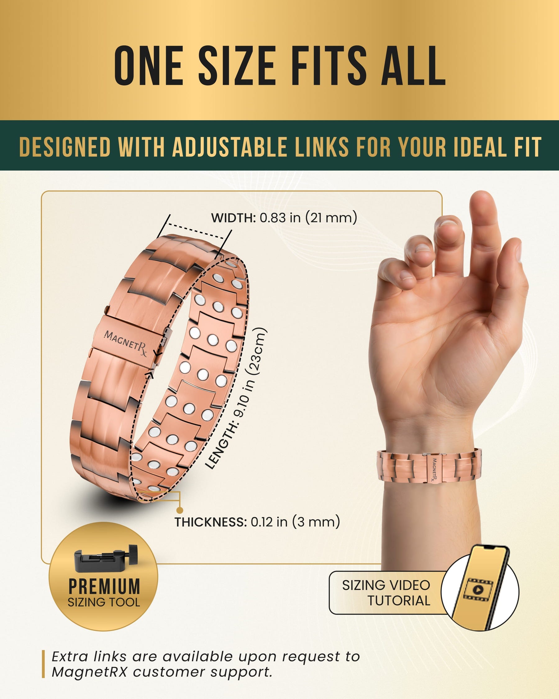 Magnetic Bracelet 3x Strength Copper Magnetic Bracelet for Men (Legacy) MagnetRX