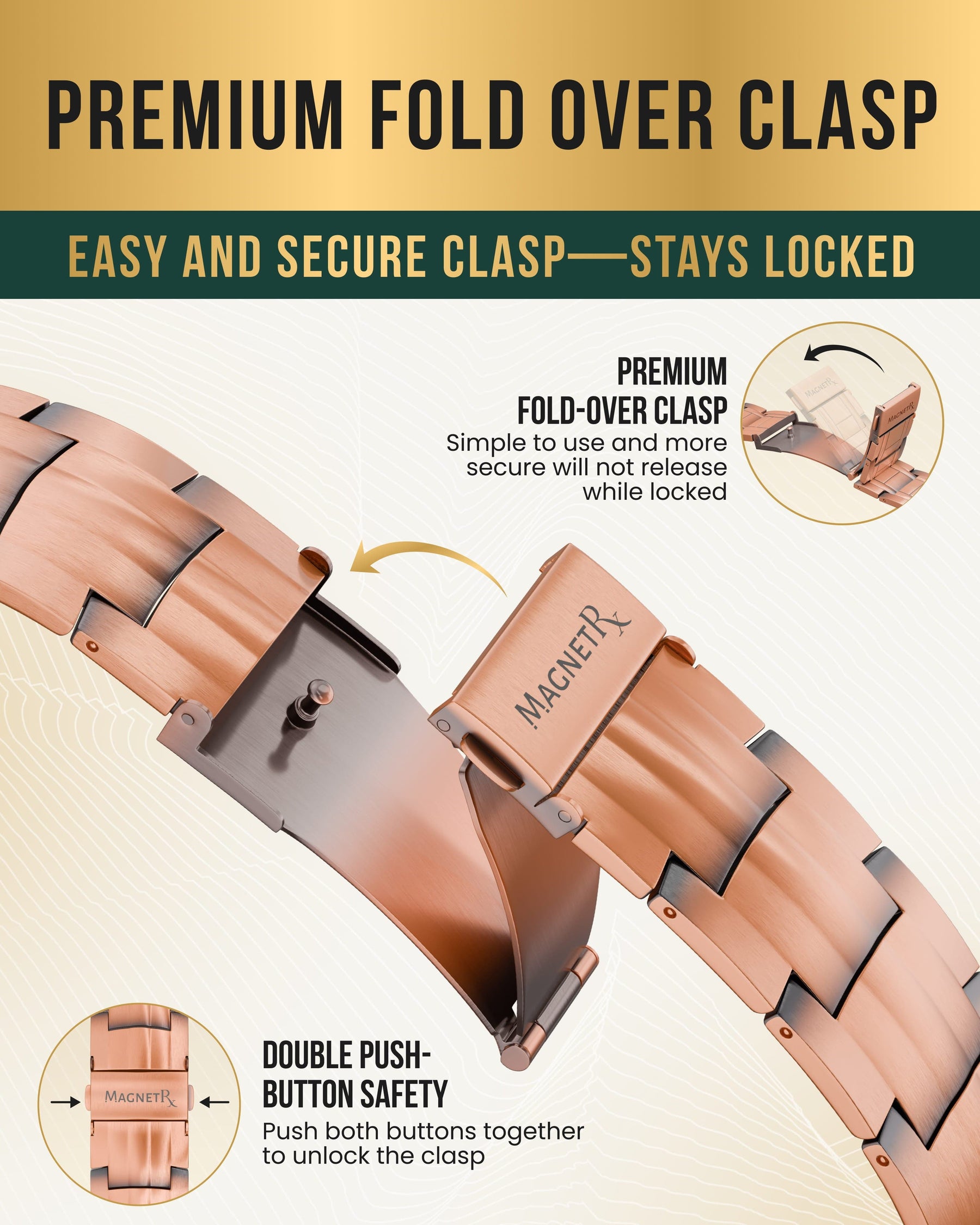 Magnetic Bracelet 3x Strength Copper Magnetic Bracelet for Men (Legacy) MagnetRX