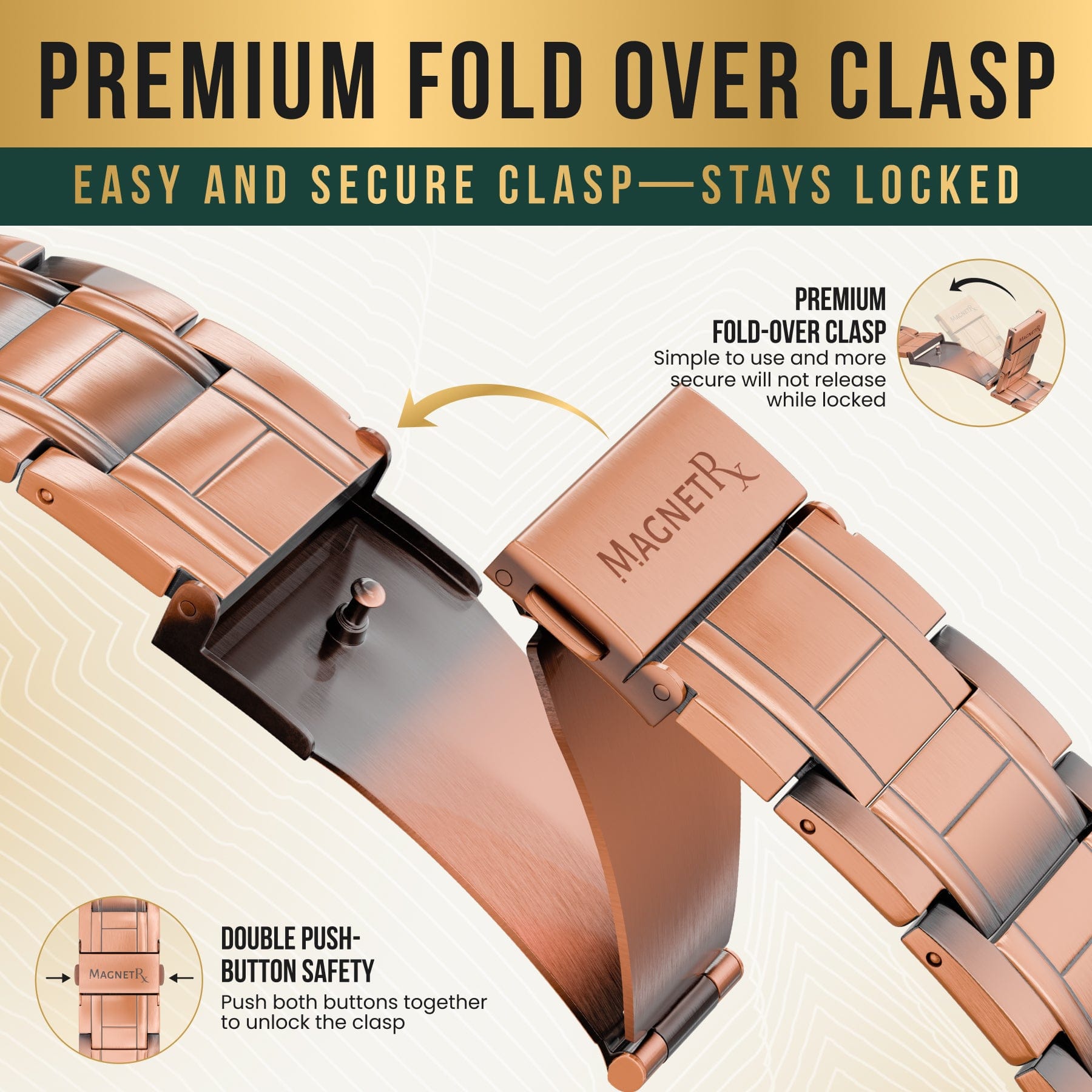 Magnetic Bracelet 3x Strength Copper Magnetic Bracelet for Men (Stealth) MagnetRX