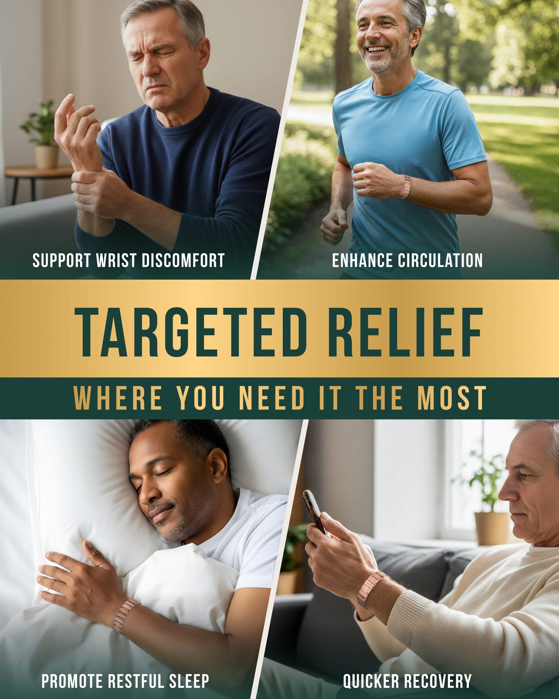 Magnetic Bracelet 3x Strength Copper Magnetic Bracelet for Men (Stealth) MagnetRX