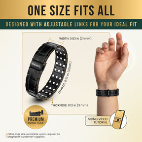 Magnetic Bracelet 3x Strength Titanium Magnetic Bracelet for Men (Black) MagnetRX