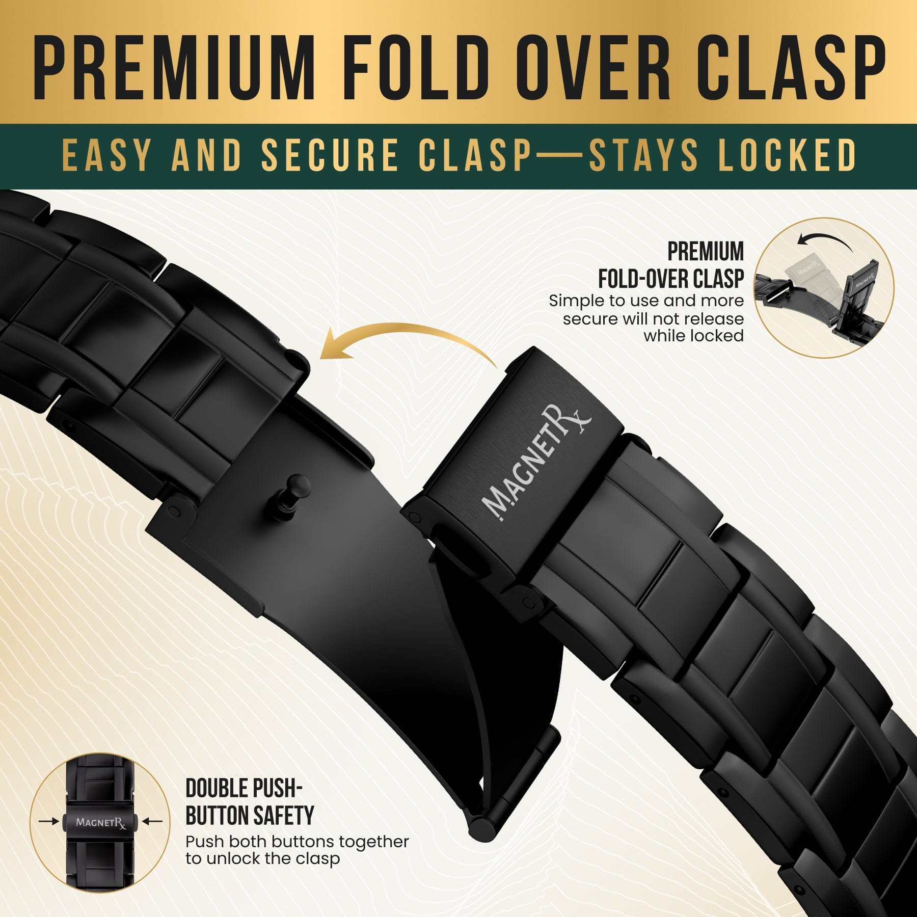 Magnetic Bracelet 3x Strength Titanium Magnetic Bracelet for Men (Black) MagnetRX