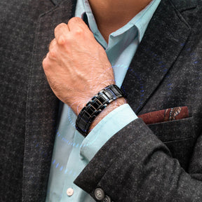 Magnetic Bracelet 3x Strength Titanium Magnetic Bracelet for Men (Black) MagnetRX