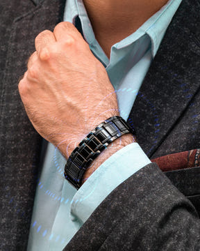 Magnetic Bracelet 3x Strength Titanium Magnetic Bracelet for Men (Black) MagnetRX