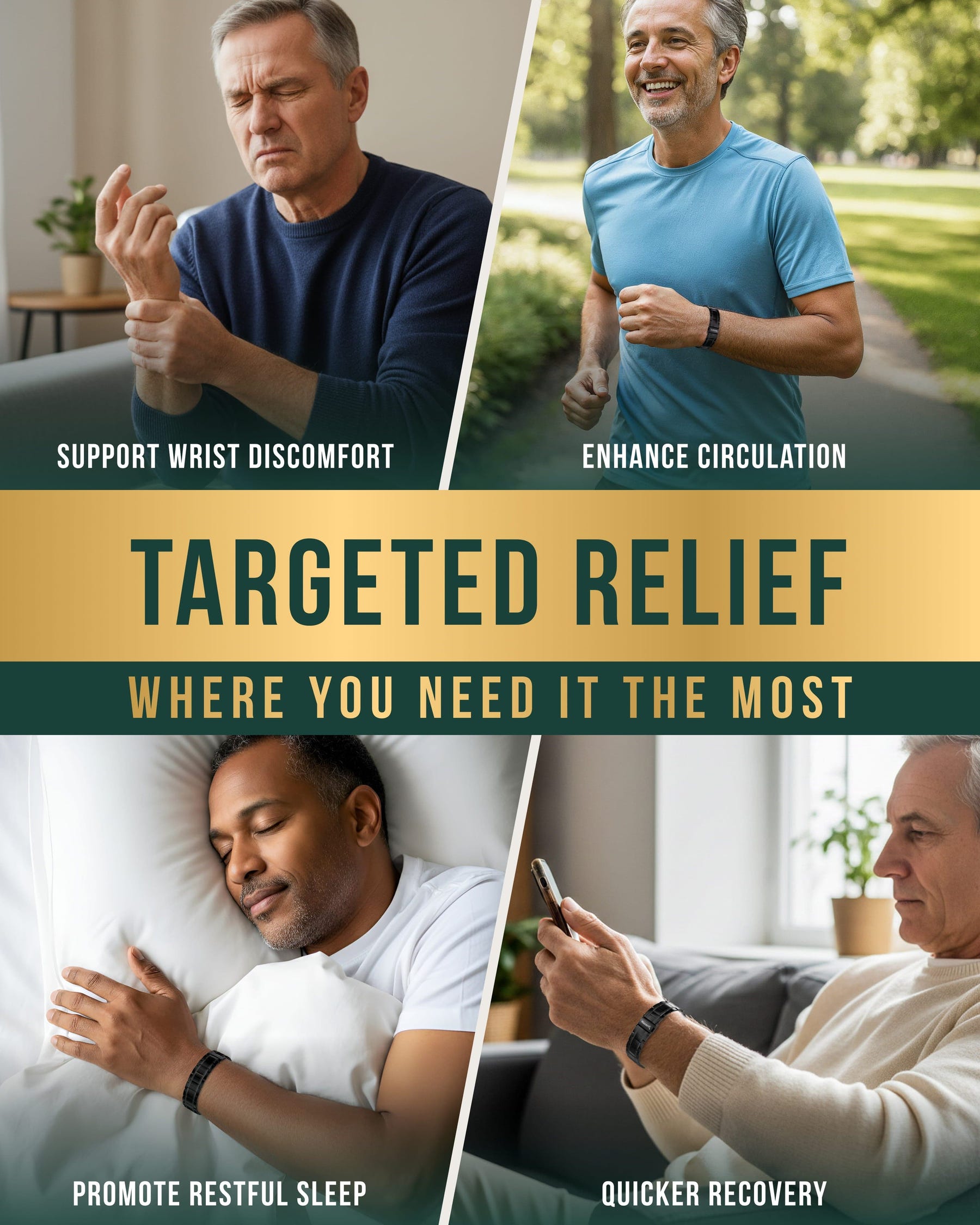 Magnetic Bracelet 3x Strength Titanium Magnetic Bracelet for Men (Black) MagnetRX