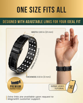 Magnetic Bracelet 3x Strength Titanium Magnetic Bracelet for Men (Black) MagnetRX