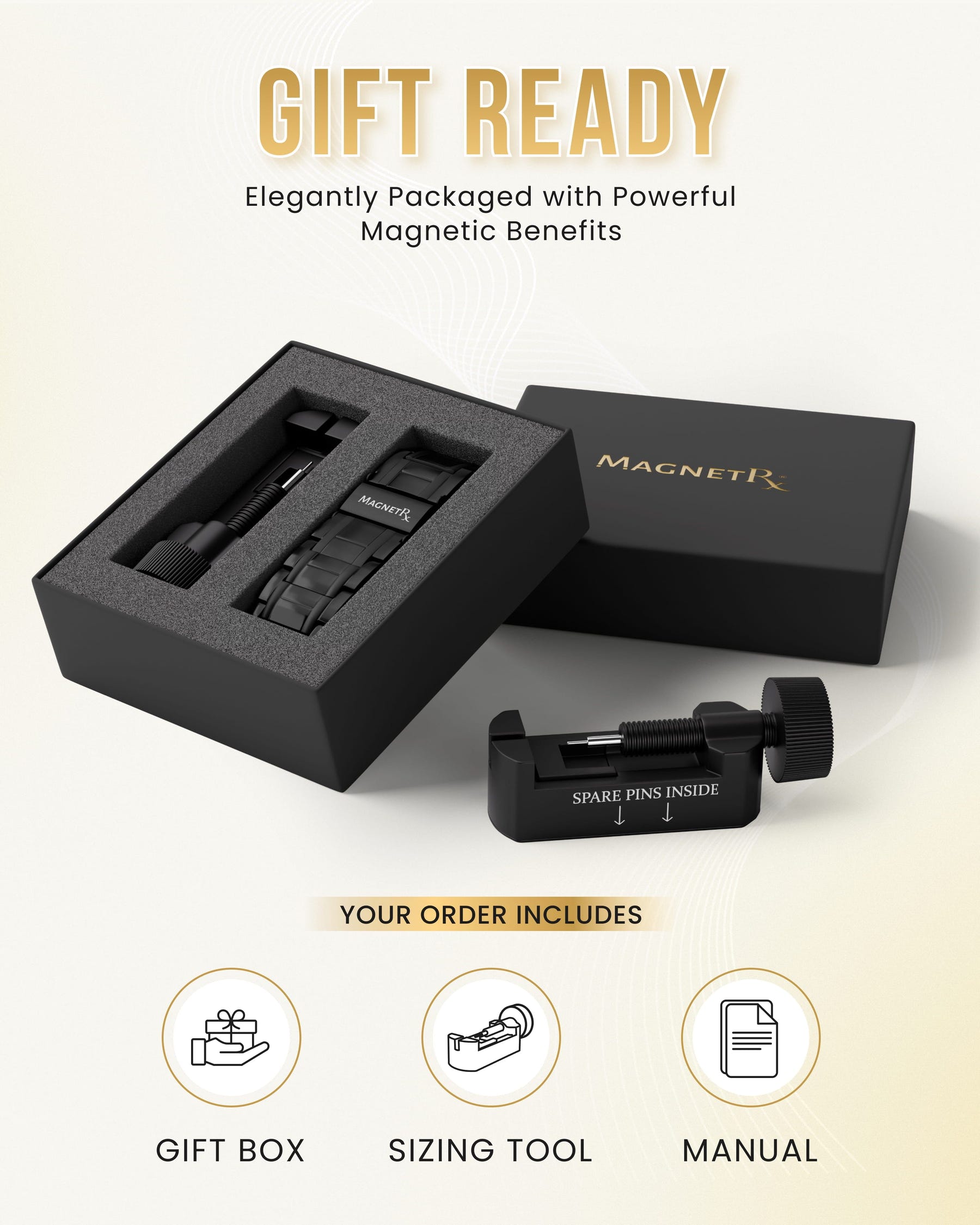 Magnetic Bracelet 3x Strength Titanium Magnetic Bracelet for Men (Black) MagnetRX